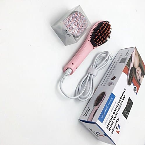 Hair straightener Brush straightening brush, Anion Hair Care, Anti-Static Anti-Scald 2nd Generation for all types of hair, Zero Damage with FREE travel brush for Best styling experience
