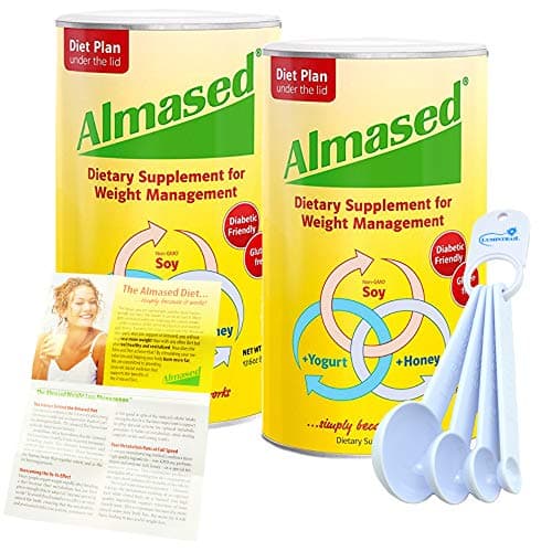AlmasedMulti Protein Powder Meal Replacement Shake for Weight Management 17.6 oz (2 Pack) Bundle with a Almased Measuring Spoon