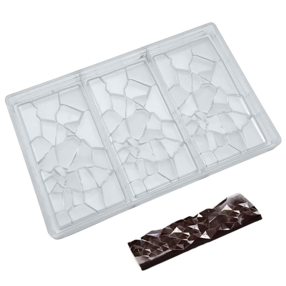 TOMVAES Chocolate Bar Mold, Polycarbonate Chocolate Mold, Sweet Candy DIY Mold with Food Contact Materials, Handmade Baking Pastry Tools for Hard Candy, Chocolate, Gummy, Caramel 24.5 * 8.6 * 2.4cm