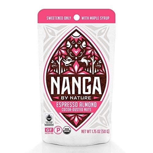 Nanga By Nature - Organic Cocoa Dusted Almonds - Espresso Coffee Almonds - Dark Chocolate Covered - Maple Sweetened - Paleo - Fair Trade - Sprouted - Gluten Free - Vegan - 1.75oz Indi. Pouch (10 pack)