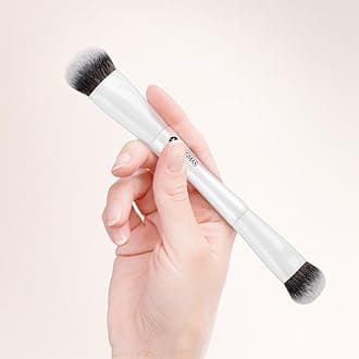 KINGMAS Oval Concealer Brush, Double-ended Kabuki Makeup Brush, Medium Concealer Brush and Small Contour Brush for Beauty Liquid, Cream, Powder, Blending Buffing Face Makeup Tools