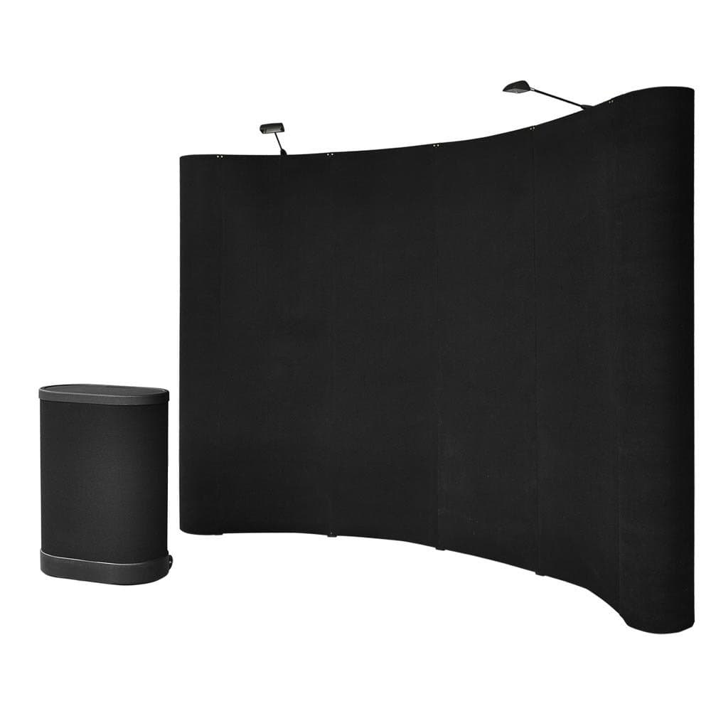 NEW Portable 10' Black Curved Pop Up Trade Show Display Booth & Podium Kit