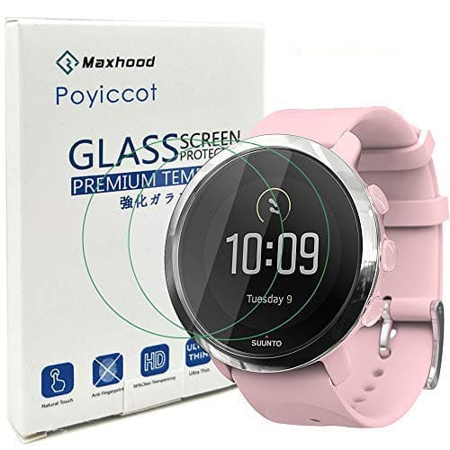 Exuun (2-Pack) Suunto 3 Fitness Tempered Glass Screen Protector,9H Premium Real Tempered Glass Screen Protector 2.5 D Round Edge Anti Scratch Screen Protector for Suunto 3 Fitness-New