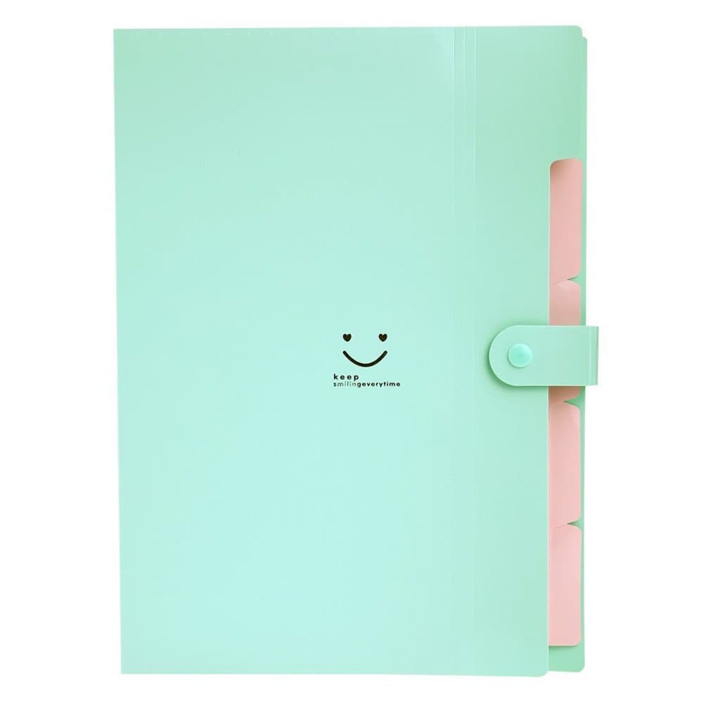 Accordian File Folders Lateral Cute Resume Clipboard Expandable File Folder Plastic Document Organizer (Green)