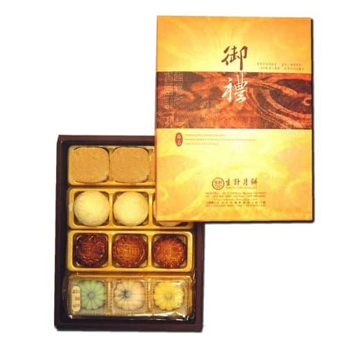 Sheng Kee 12pc Combo Gift Box(P)- 3sm-Moon Cake(Date/Lotus/Red Bean)/Pineapple Pastry/Green Bean Pastry/Fruit Cake(Strawberry, Mango, Honeydew)