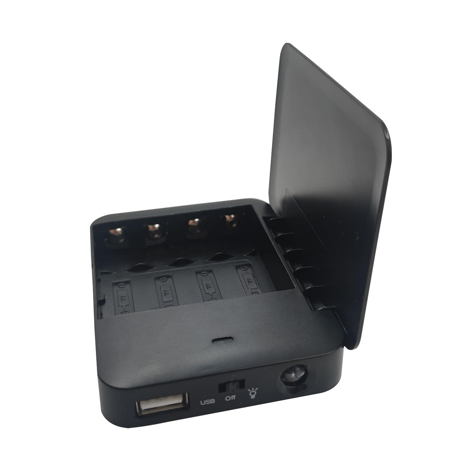 Battery Operated Phone Charger Emergency|USB Battery Powered Power Bank Portable 4 AA Batteries Powered Outlet (Black)