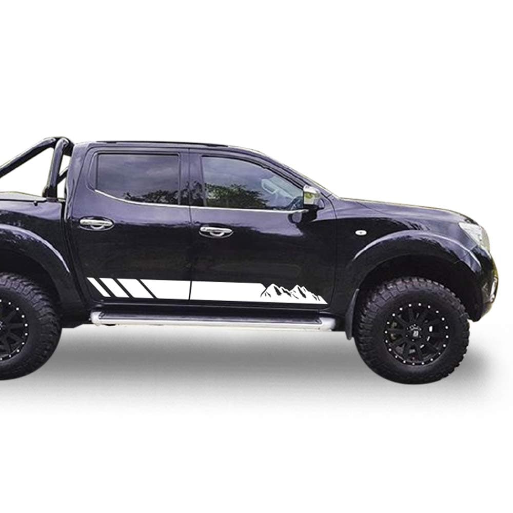 Decal Sticker Vinyl Side Mountain Stripes Compatible with Nissan Navara NP300 (White)