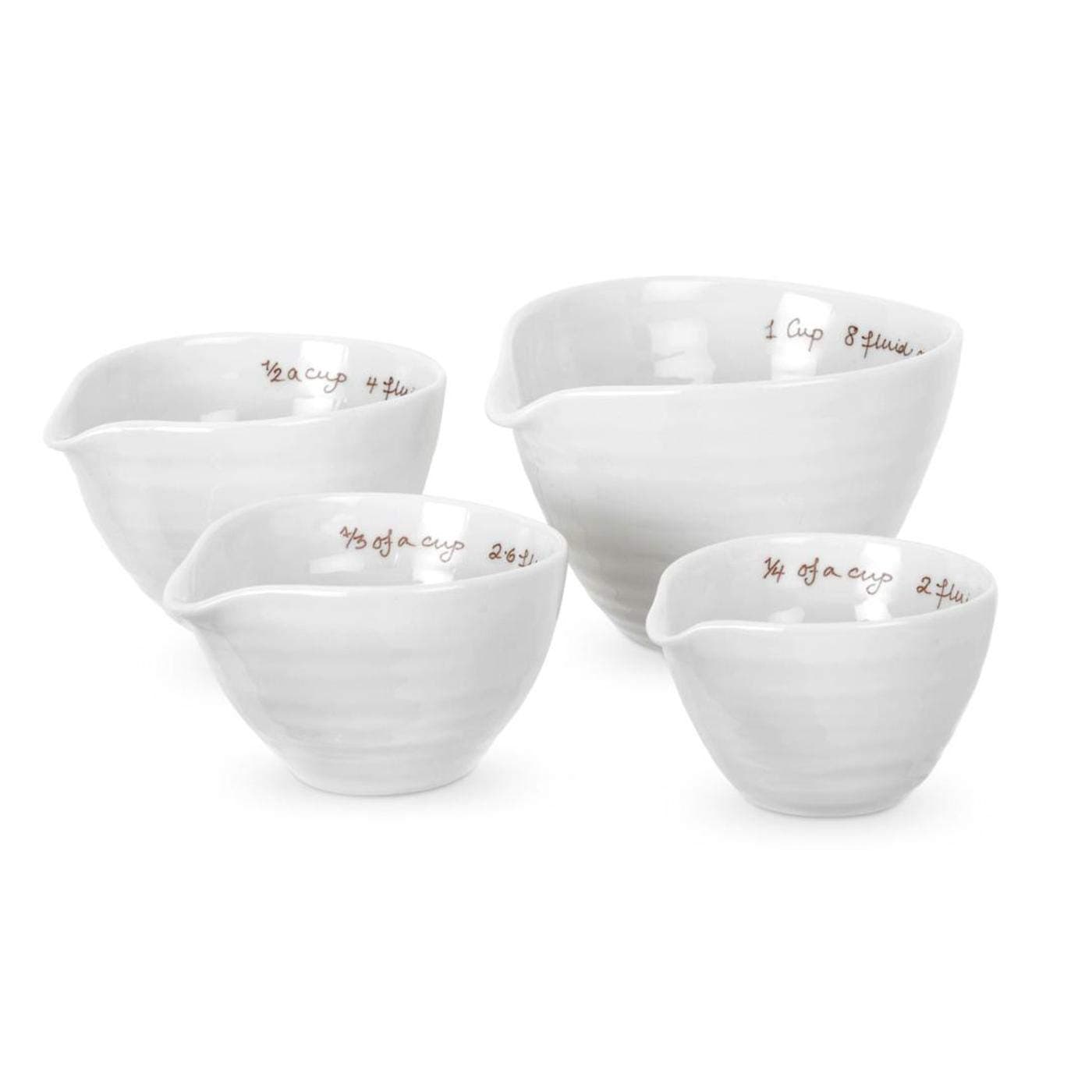 Portmeirion Sophie Conran White Measuring Cups, Set of 4 Fine Porcelain Nesting Prep Tools for Cooking & Baking, Ideal for Wet & Dry Ingredients, Compact for Easy Storage, Dishwasher Safe
