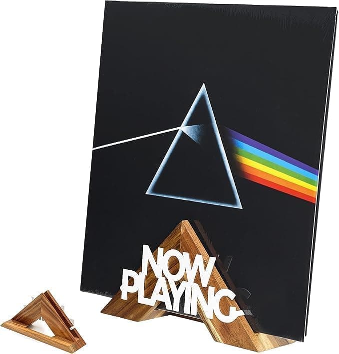 Tabletop Now Playing Vinyl Record Stand - Wooden Vinyl Record Holder - LP Shelf - No-Tool Assembly