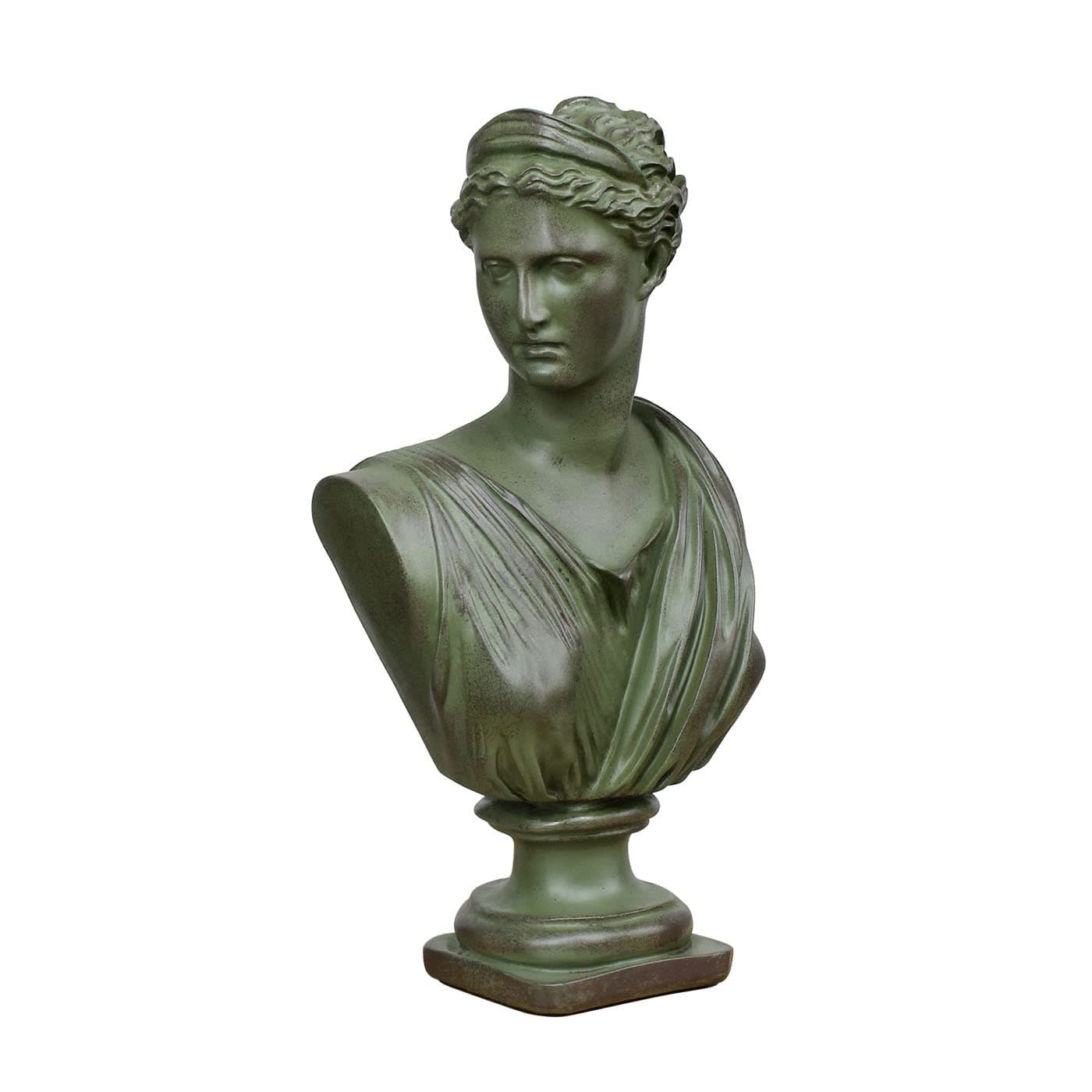 12 Inch Roman Goddess of Wisdom Bust Statue Gypsum Statue Replica Sculpture Figurine Home Decor Resin Crafts for Sketch Practice Artist (Vintage Green)