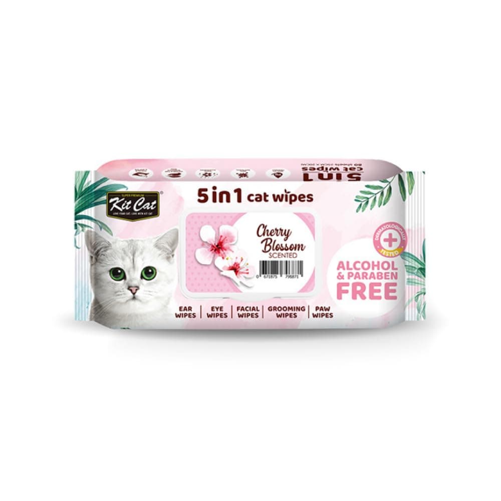 Kit Cat 5-in-1 Cherry Blossom Scented Cat Wipes - PINK/15X20CM