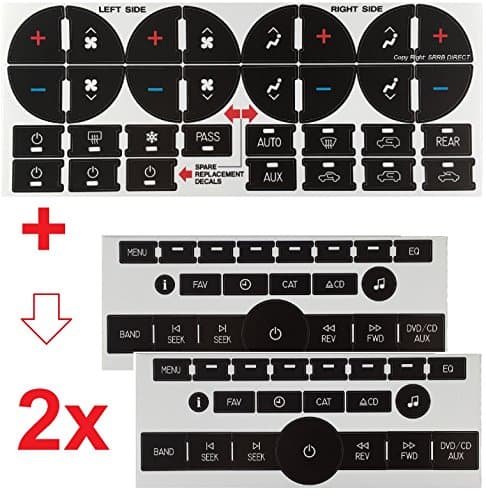 SRRB Direct AC and Radio Dash Button Repair Kit (Non Navigation) for GM, General Motors, Tahoe, Suburban, Avalanche, Silverado, Yukon, Denali, Acadia, Sierra, Saturn Outlook, Buick Enclave SUV Trucks