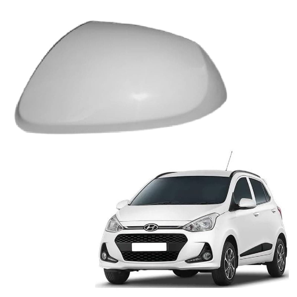 Left (Passenger) Side Mirror Cover for Hundai Grand i10 Nios 2014-2023 Model -White