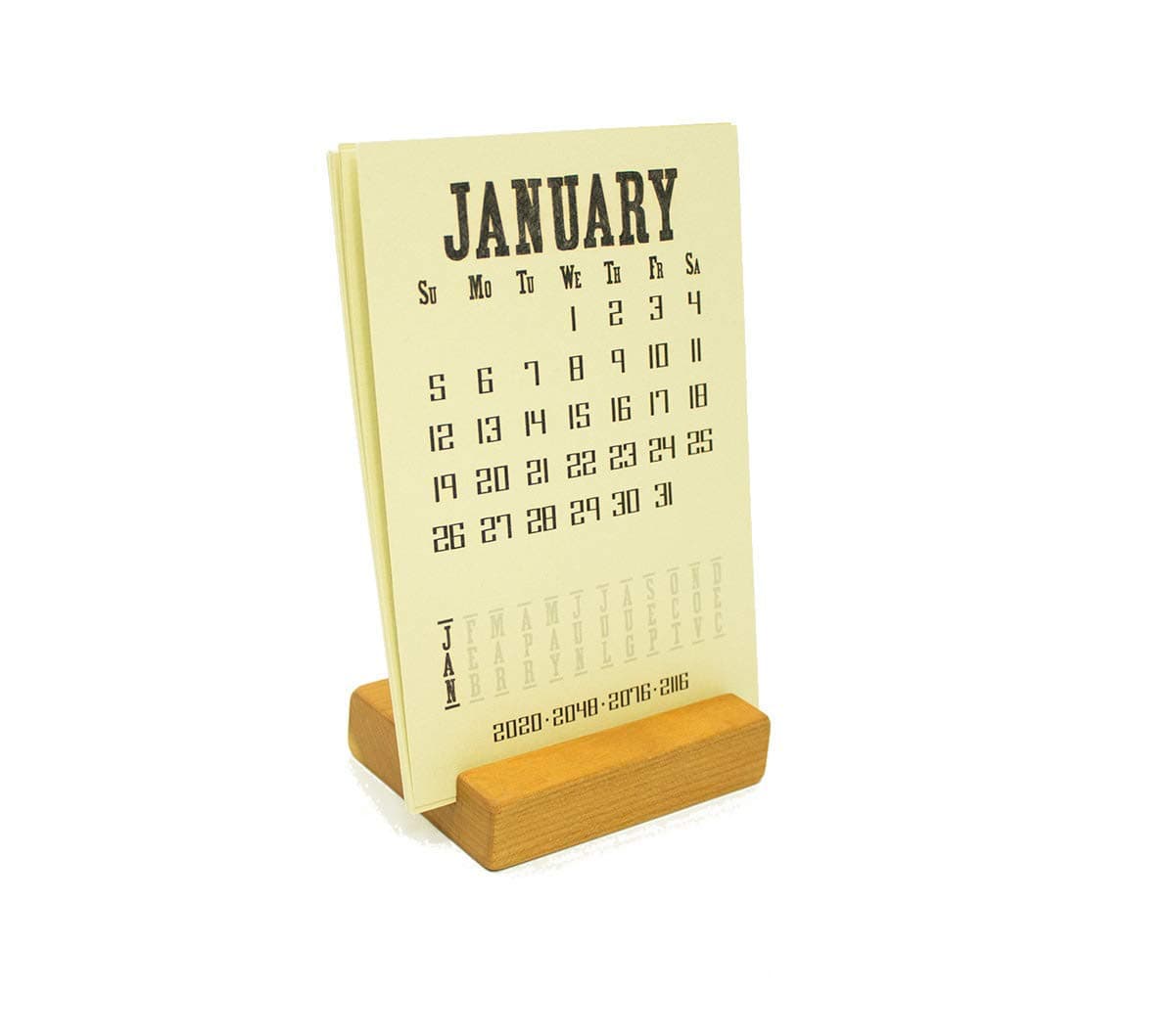2026 Cherry Wood Block Desk Calendar Stand