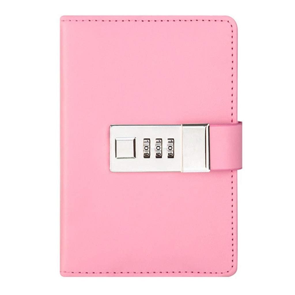 HGDCB Notebooks for Girls,Leather Code Lock Notepad Waterproof Used for Home School(A7) (Color : Pink)