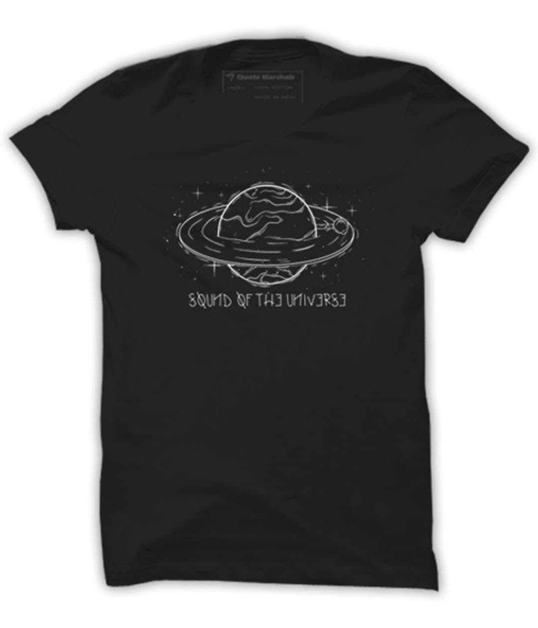 Quote MarshalsMen's Sound of Universe Round Neck Black Cotton T-Shirt