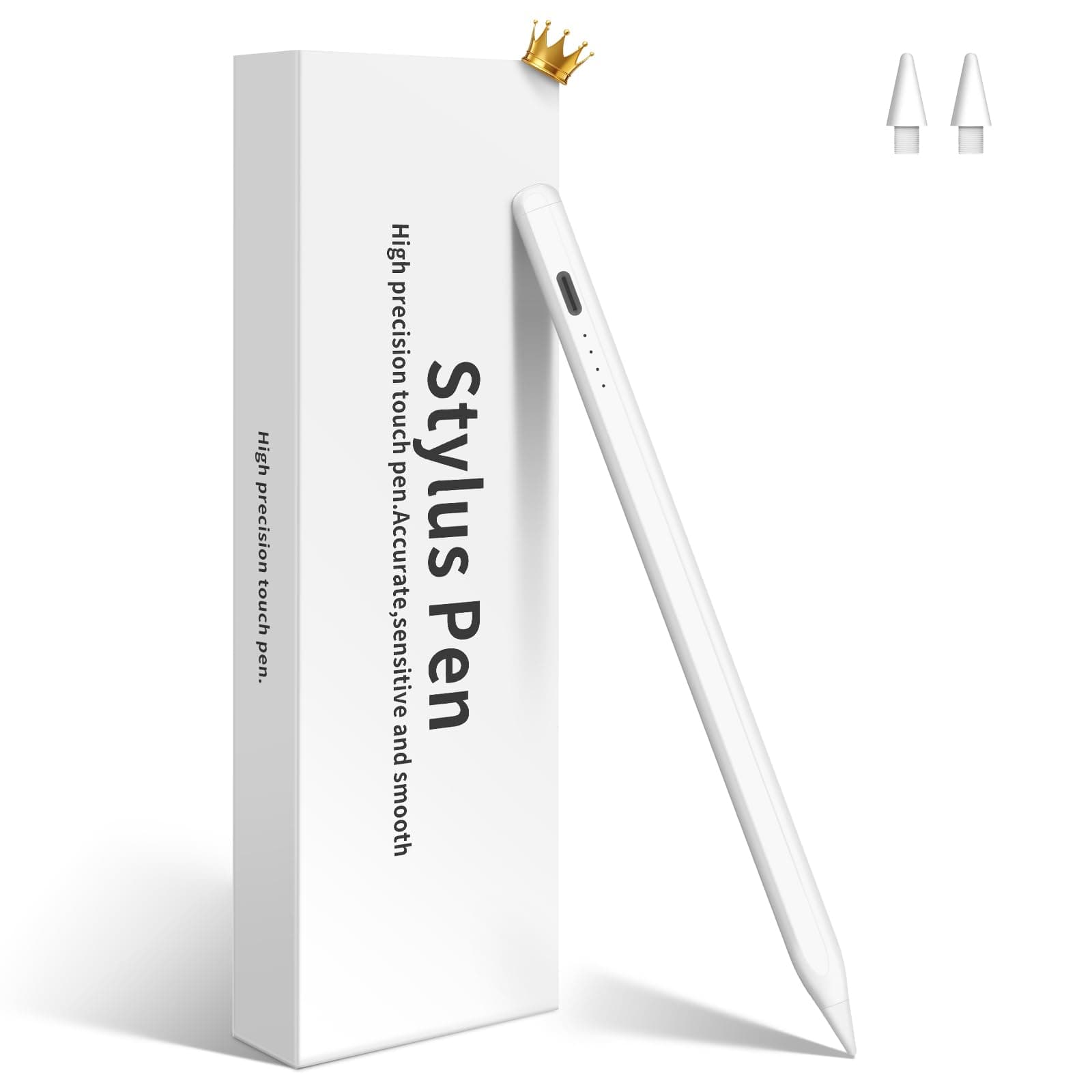 Stylus Pen for iPad, Compatible with Apple iPad 2018-2025,Pencil P6th-10th Generation-2X Fast Charge Compatible with Apple iPad Pro 11"/12.9"/M4, iPad Air 3/4/5/M2, iPad mini 5/6 Gen-White