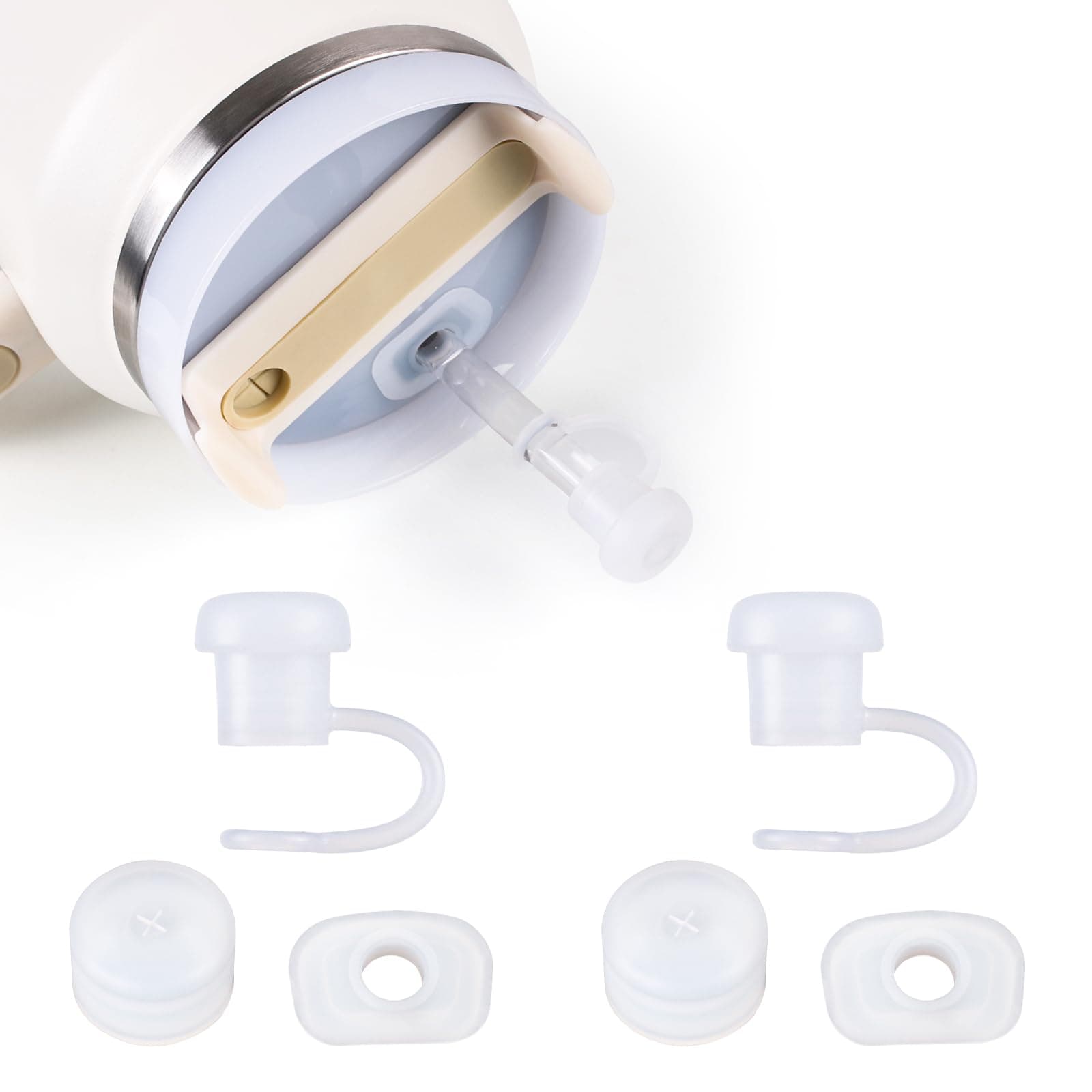 Spill Stopper 64oz for Stanley,Set Of 2 Food Grade 64 oz Silicon Cup Accessories Spill Stopper, Including 2 Straw Cover Cap, 2 Square Spill Stopper and 2 Round Leak Stopper