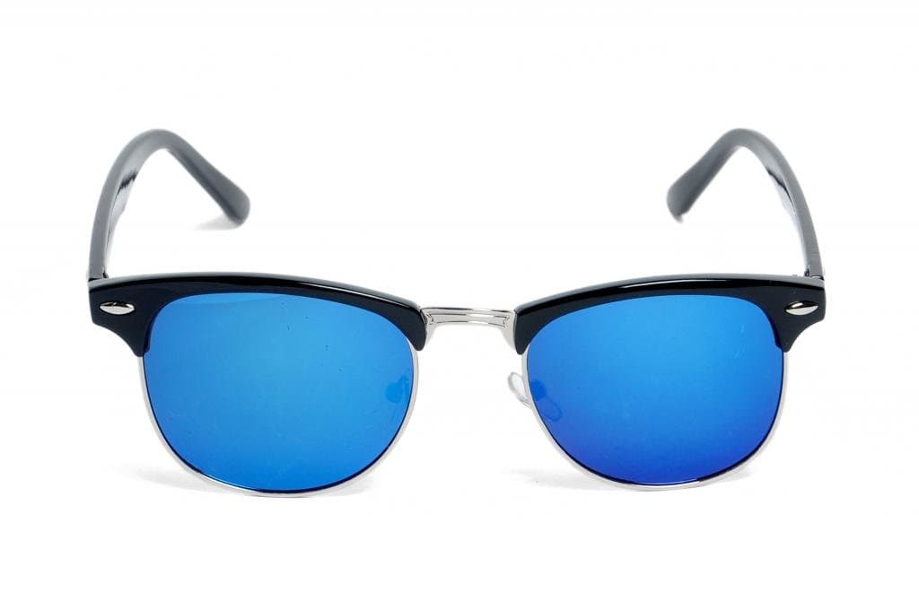 Sumolux Retro Cool Vintage Inspired Classic Half Frame Horned Rim Style Wayfarer Mirrored Sunglasses Blue Mercury Lens