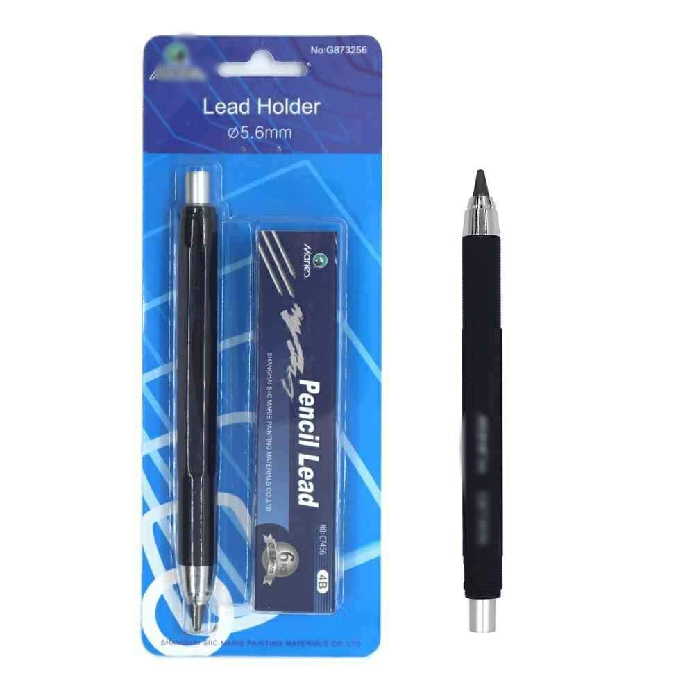 KABEER ART Mechanical Pencil With Clutch Mechanism For 2B, 4B, 6B, 8B Leads And 6 Lead Refills 4B, 5.6Mm, Ink Blue