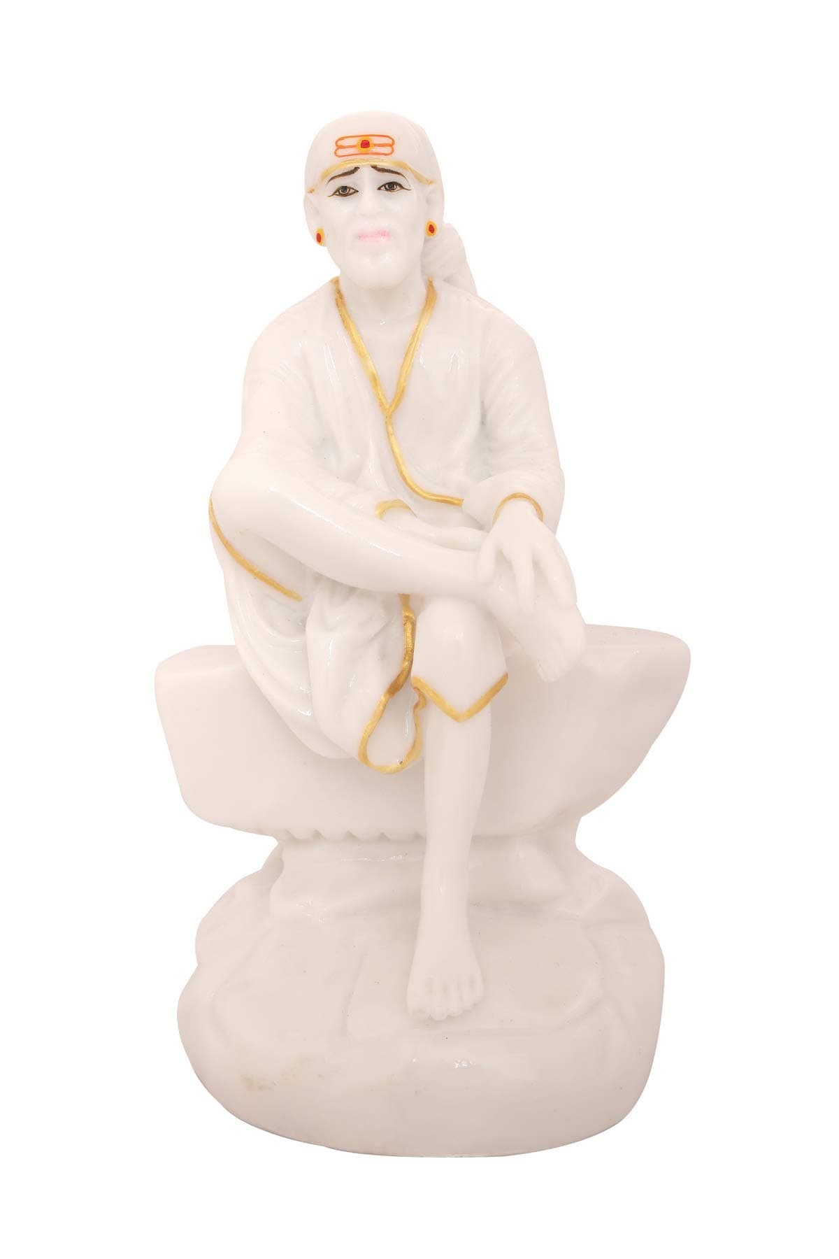 BS Handicrafts Polyresin Sai Baba Murti Statue, 3.5 Inch, White, 1 Piece