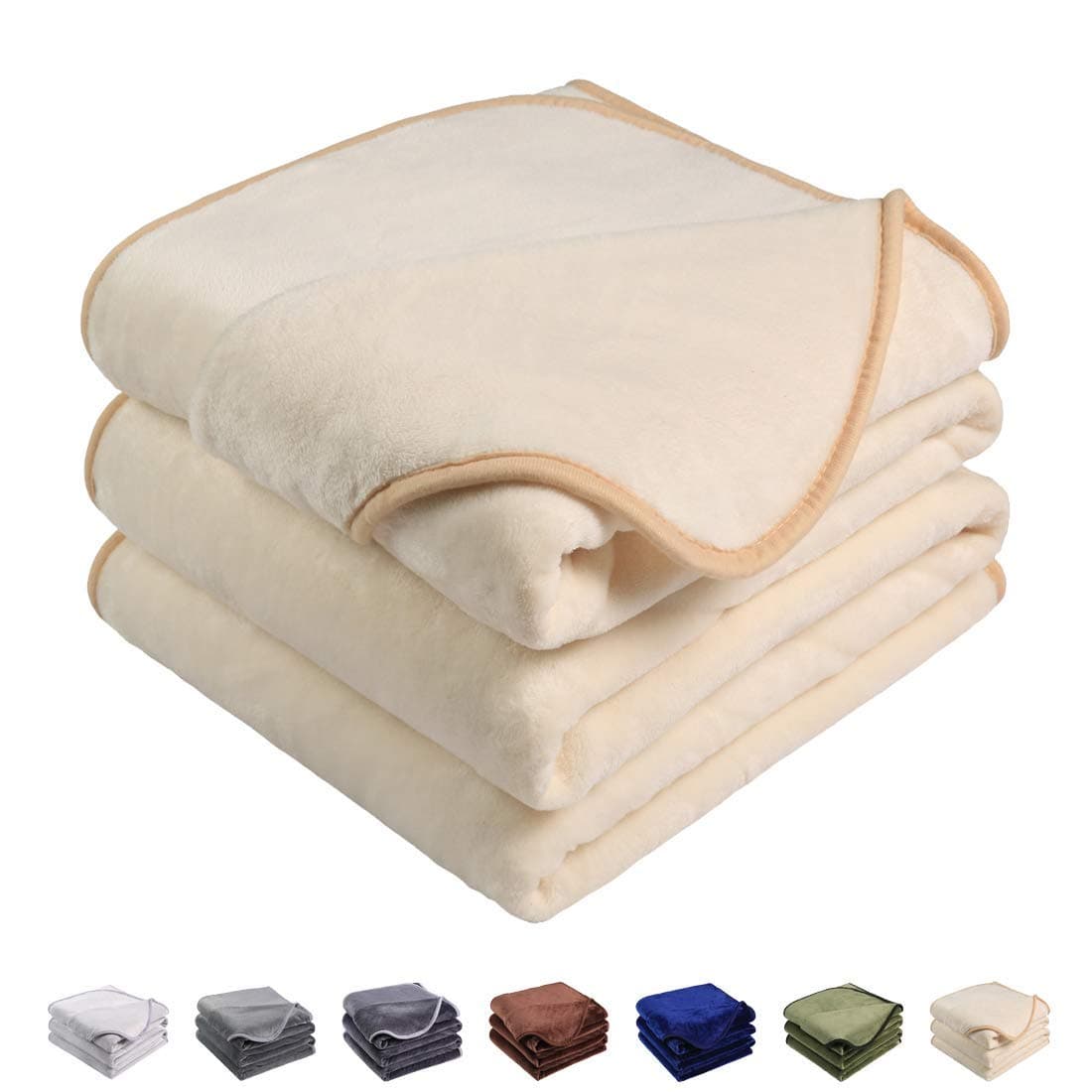 EMONIA Luxury Fleece Blanket,330GSM - King Size Blankets Super Soft Warm Fuzzy Lightweight Bed & Couch Blanket(Ivory,90 x 108 inch)