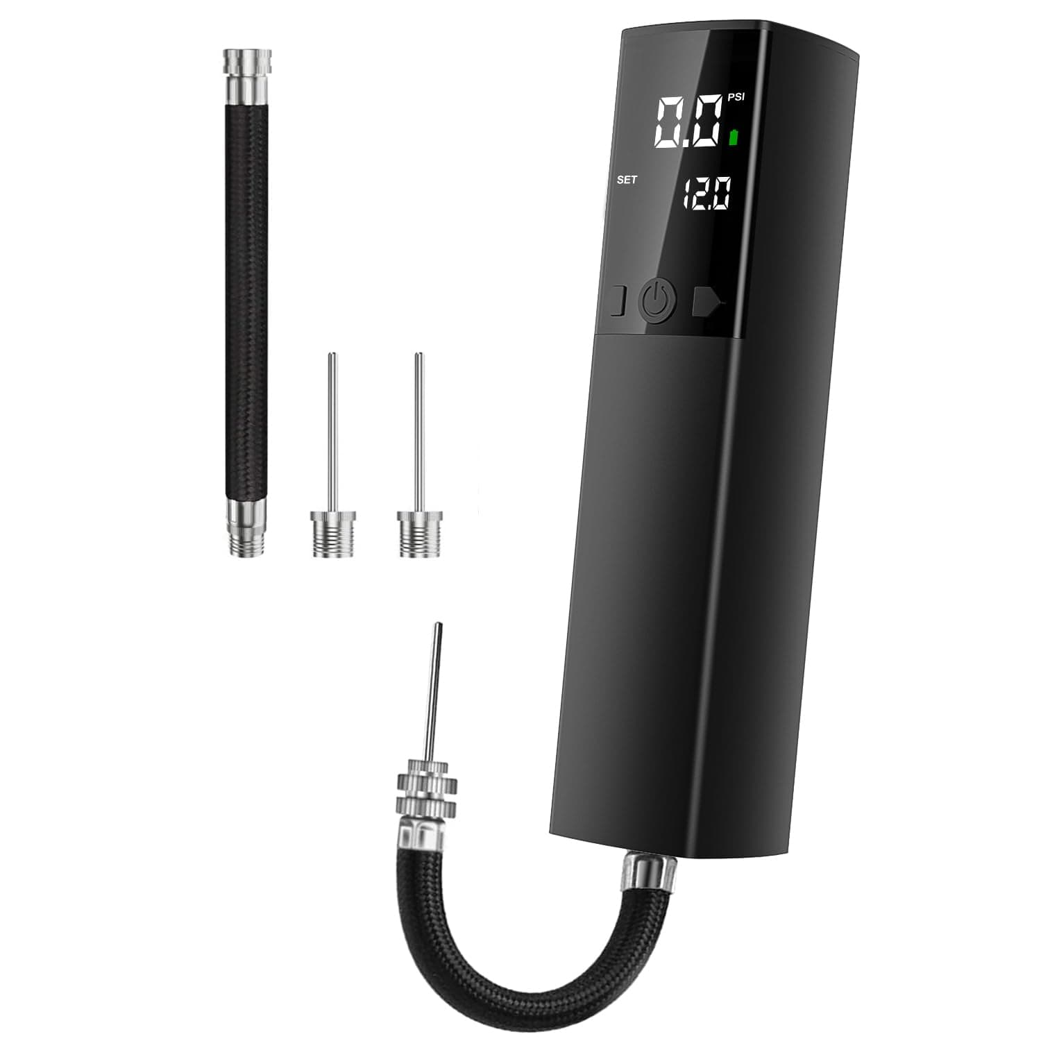 Kizplays Electric Ball Pump, Smart Air Pump Fast Inflating Portable with Accurate Pressure Gauge and LCD Digital Display for Football, Basketball, Volleyball, Rugby (2 Needles and 1 Nozzle)