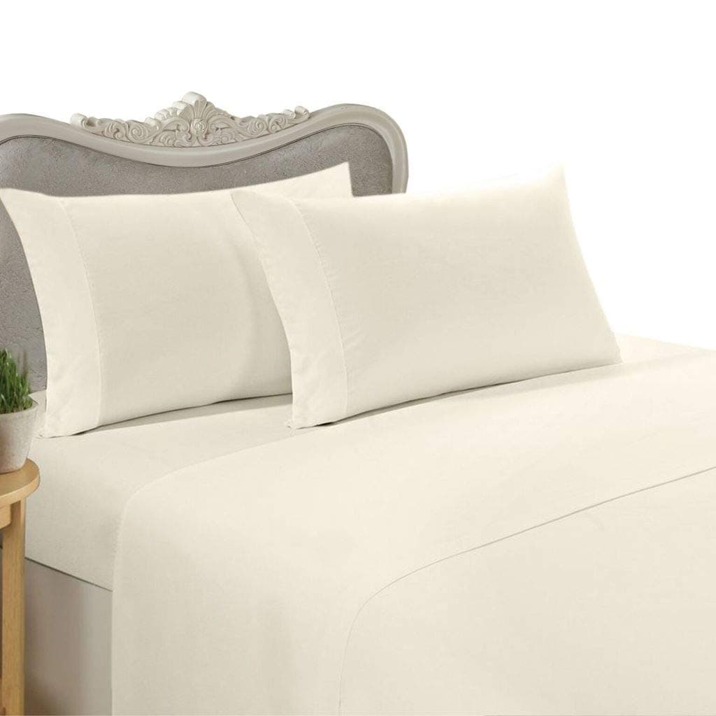 Luxurious 300-Thread-Count Egyptian Cotton 300TC Sheet Set, California King, Ivory Solid 300 TC