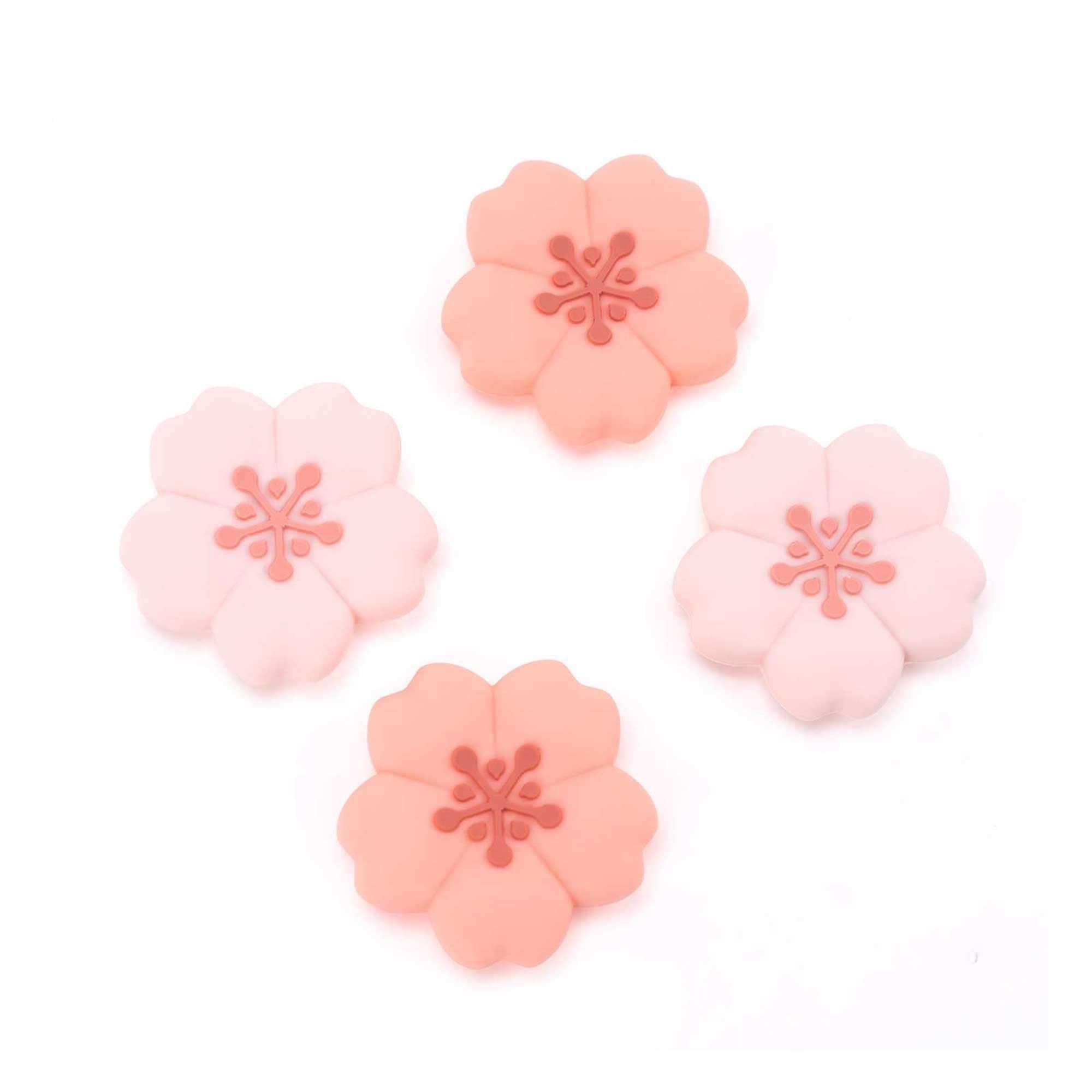 GeekShare 4PCS Cute Silicone Game Console Thumb Grip Caps,Kawaii Flower Shaped Joystick Cover Compatible with Switch/OLED/Switch Lite (Sakura)
