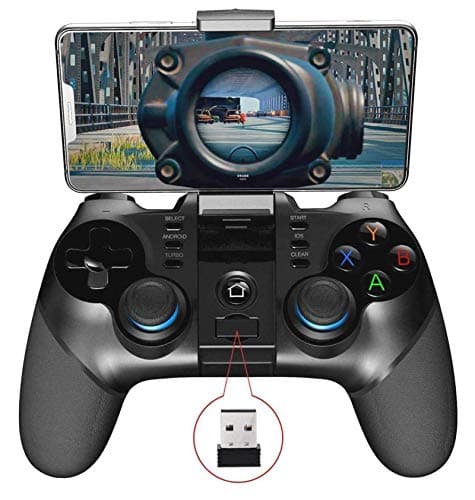 PG-9156 Wireless4.0+2.4G Wireless Gamepad Trigger Pubg Controller Mobile Joystick Compatible iOS/Android Devices Mobile Phone Tablet(Play Straight)