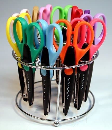 Strokes Office Supplies 12 Paper Edger Scissors with Organizer Stand! Great for Teachers, Crafts, Scrapbooking