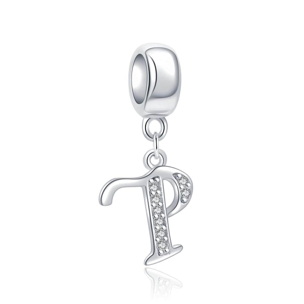 925 Sterling Silver Letter Beads Initial A-z Dangle Alphabet Crystal Charm Fits European Bracelet Gift for Mother