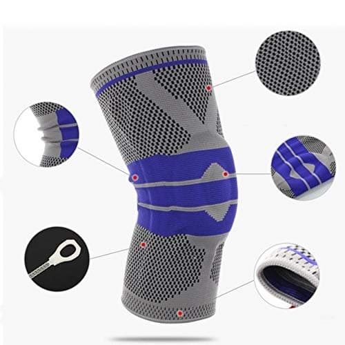 KTM Healthcare Pack of 1 Spring Basketball Brace Support Silicon Padded Knee Pads Support Brace Meniscus Patella Protector Safety Protection Kneepad& Color: Grey