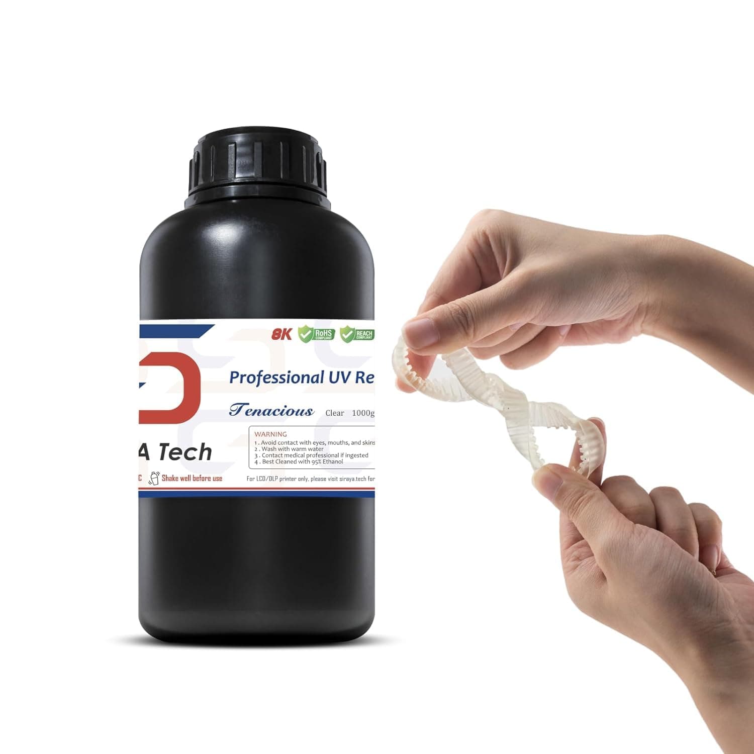 Tenacious 3D Printer Resin, Flexible, 405nm UV-Curing, High Impact Resistance, Clear Yellow, 1000g