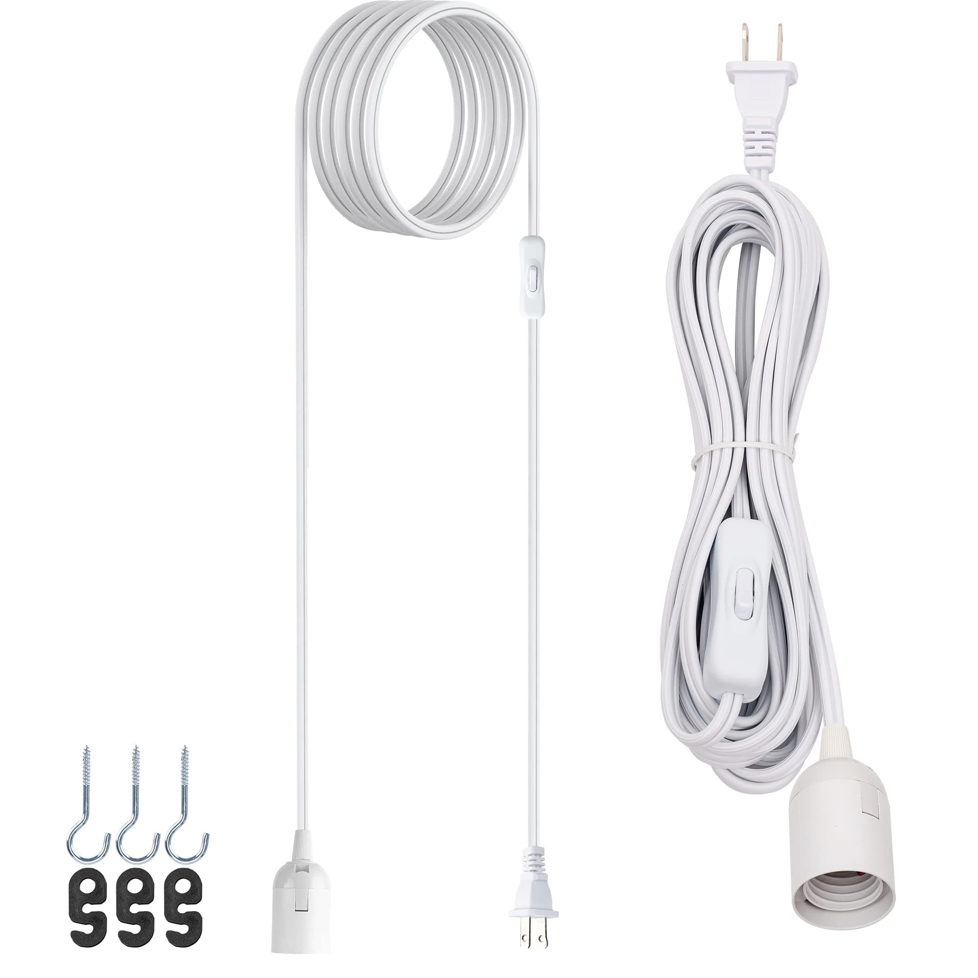 Extension Hanging Lantern Cord Cable 15Ft UL 360W with E26 E27 Socket On/Off Button Pendant Lighting