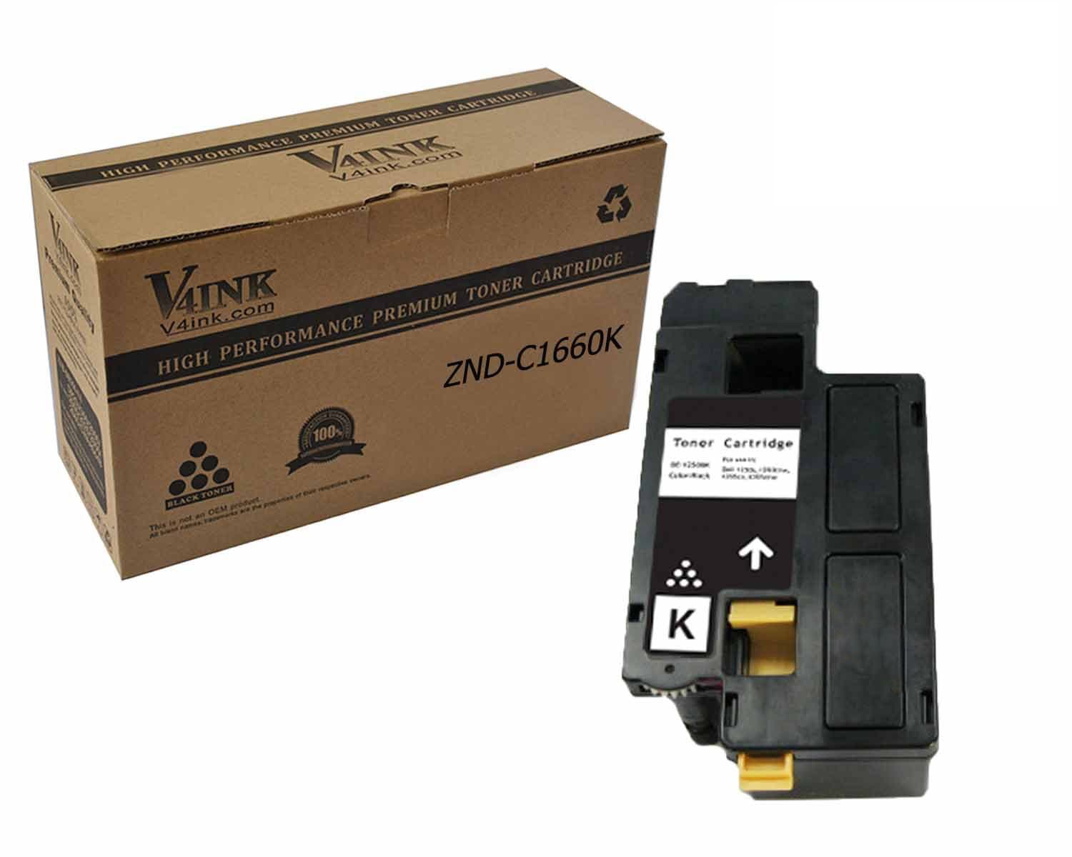 V4INK174; 1 Pack Replacement Toner Cartridge DELL C1660 (332-0399)(Black) compatible with DELL C1660 C1660W C1660cnw, yield of 1,250 pages