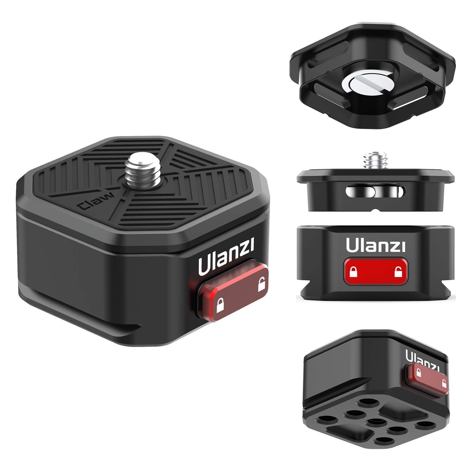 Upgrade ULANZI Claw Quick Release QR Plate Kit, Quick Release Plate Rapid Connect Adapter for DSLR/Mirrorless Cameras, Tripod, Monopod, Slider, Handheld Gimbal, Stabilizer, Ball Head