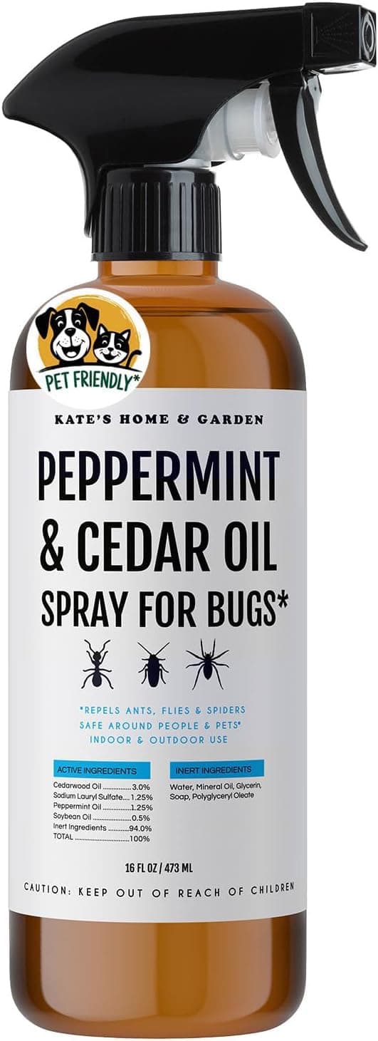 Peppermint Oil Spray for Bugs, Ants, Insects, Spiders, Roaches, Stink Bug. Pesticide and Insecticide Indoor Repellent Pest Control with Cedar Oil (16oz, Natural, Non Toxic)