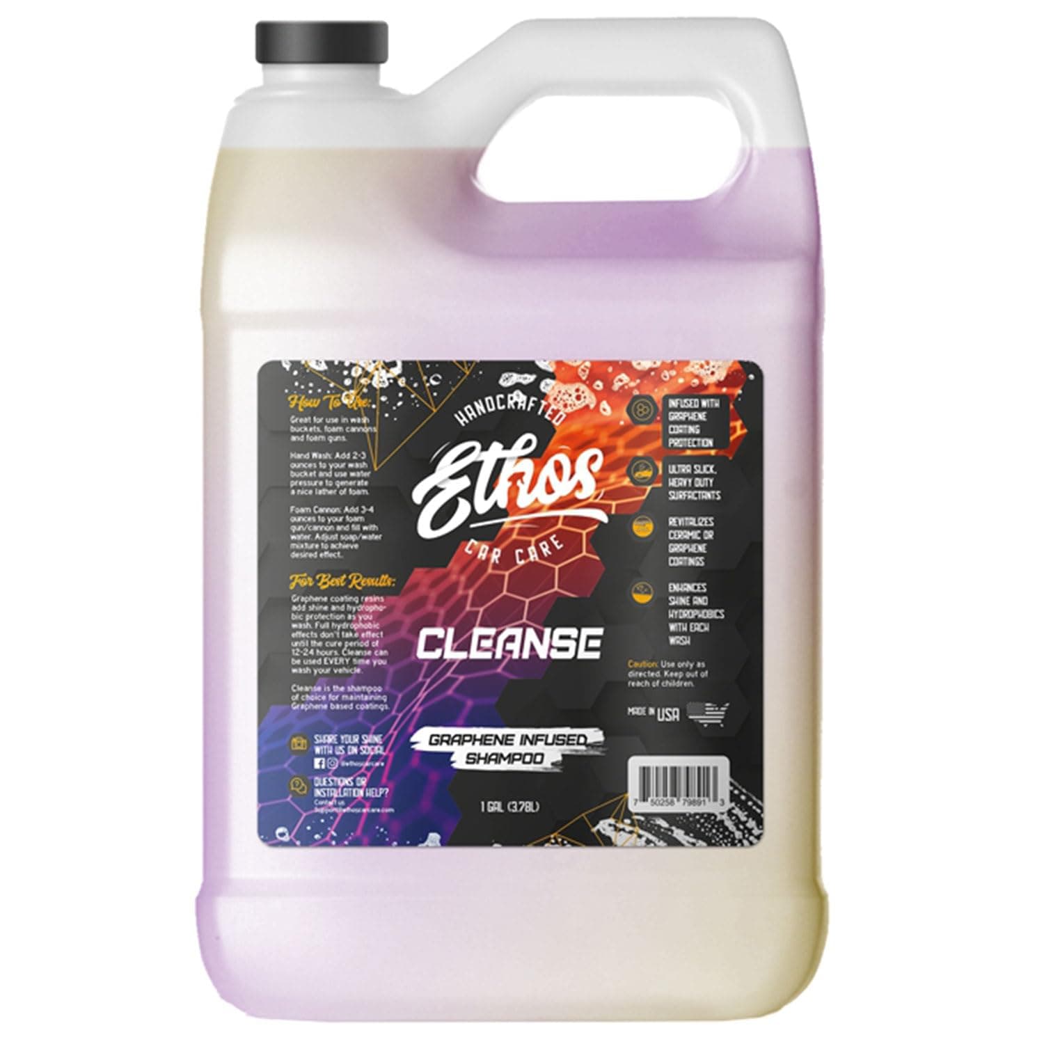 - Ethos Cleanse for Cars Graphene Shampoo, Ceramic Coating Infused Car Wash Soap, High Lubricity Car Cleaning Shampoo for Coated, Waxed & Untreated Vehicles