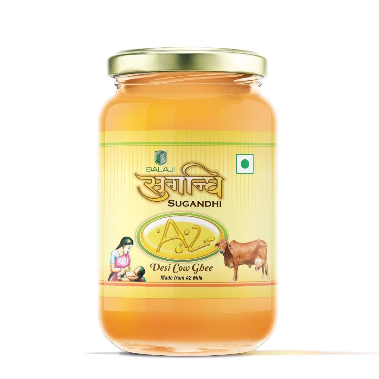 Sugandhi Organic Desi Cow Ghee Made with A2 Milk ( 500 ML ) - Bilona Method - 100% Pure and Genuine