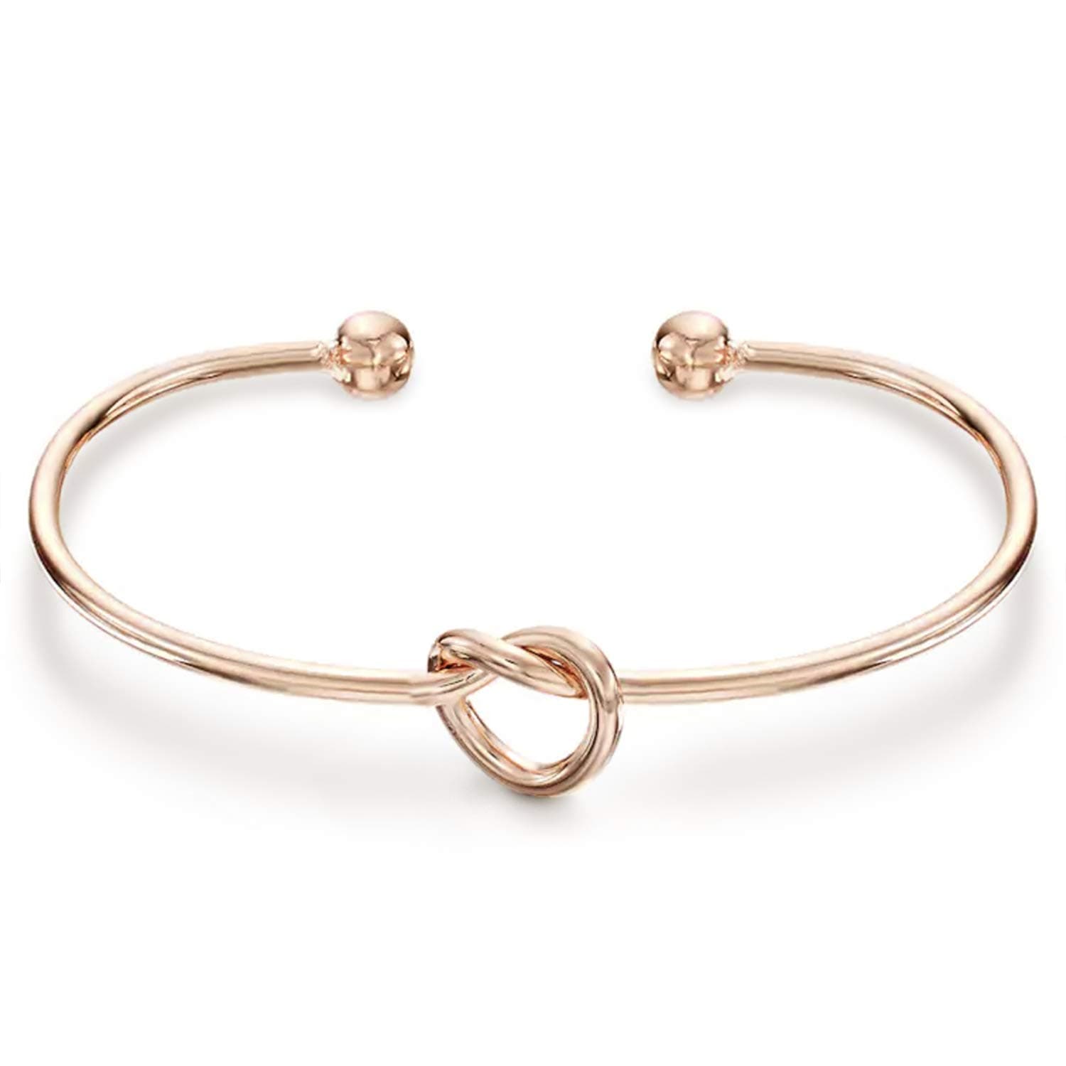 14K Gold Plated Forever Love Knot Infinity Bangle Bracelets for Women | Adjustable Gold Bangle Bracelet for Women