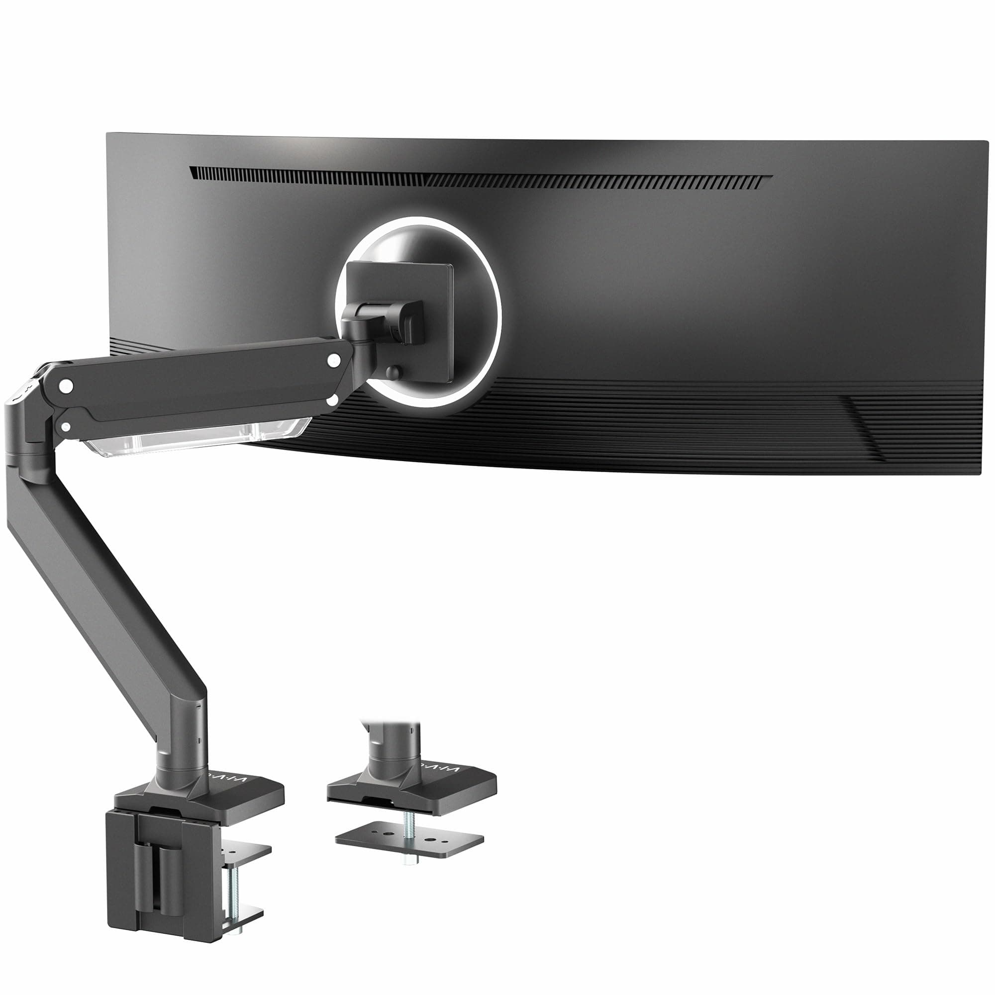 VIVO Premium Aluminum Monitor Arm for Ultrawide Screens up to 49 inches and 33 lbs, Heavy Duty Single Desk Mount, Pneumatic Height, Max VESA 100x100, Black, STAND-V101G1
