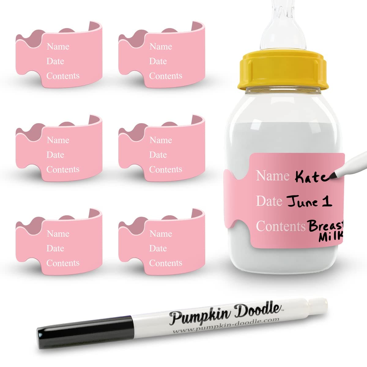 Pumpkin Doodle The Original Write and Reuse Baby Bottle Labels for Daycare