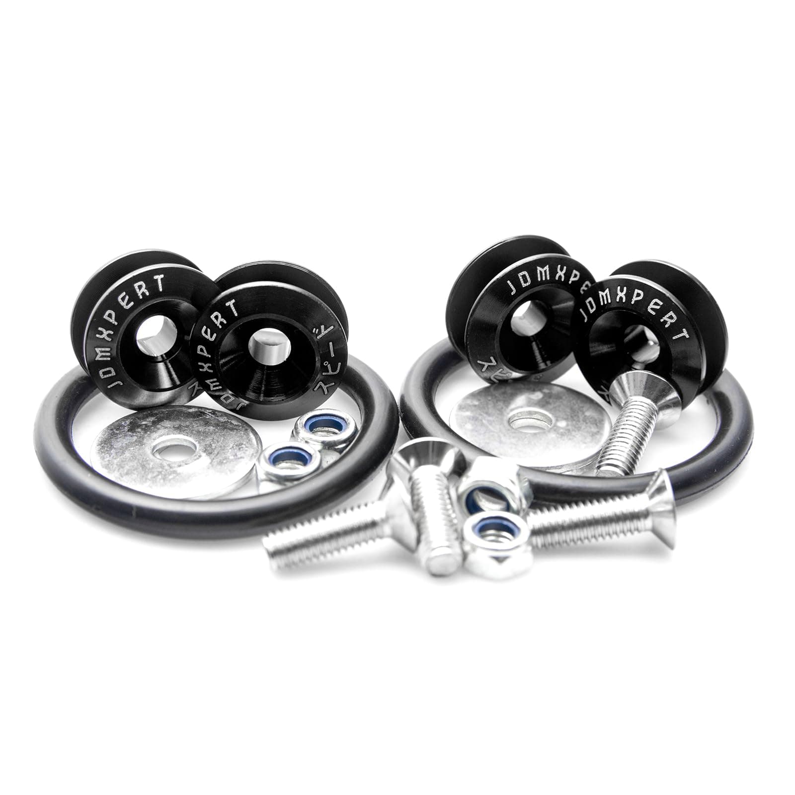 Xotic Tech 4X JDM Black Car Bumpers Trunk Fender Hatch Lids Quick Release Fasteners Kit Universal CNC Billet