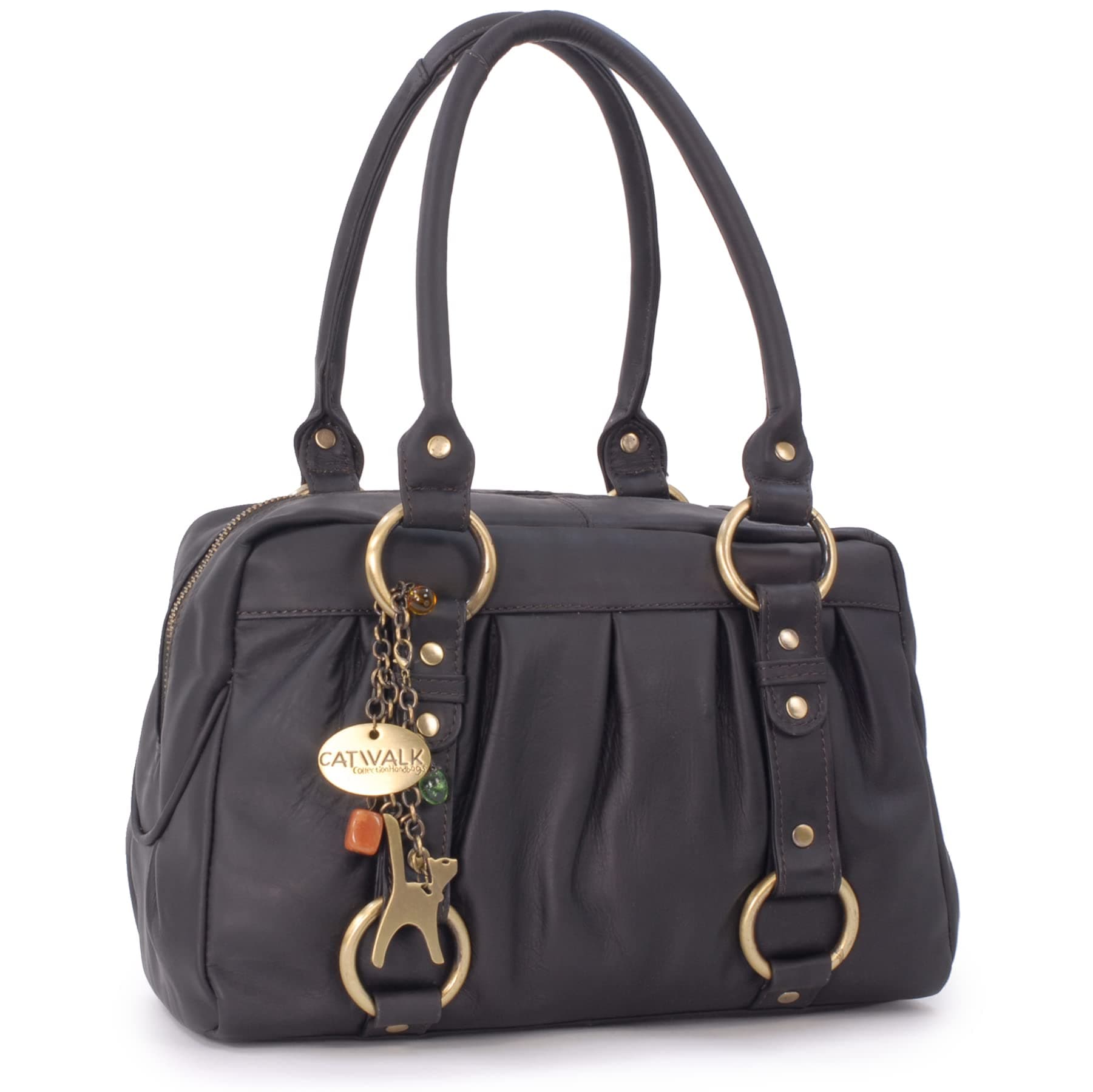 Catwalk Collection HandbagsWomen's Leather Shoulder Bag - Medium Top Handle Bag - MEGAN