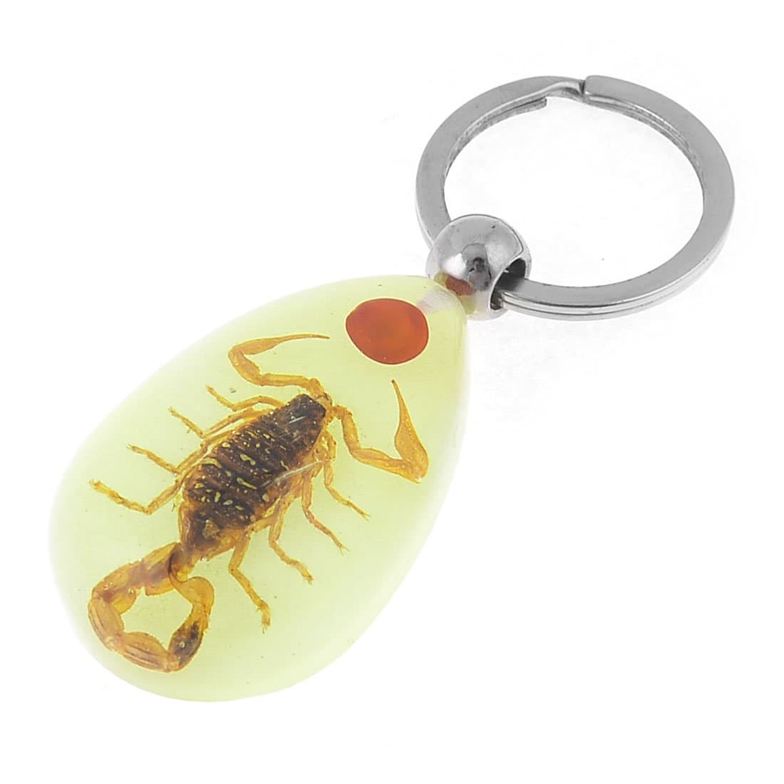 ZHuidjo Green Raindrop Shaped Amber Pendant Split Flat Ring Key Chain Decor (SN: 90a fd3 1b6 603 638)