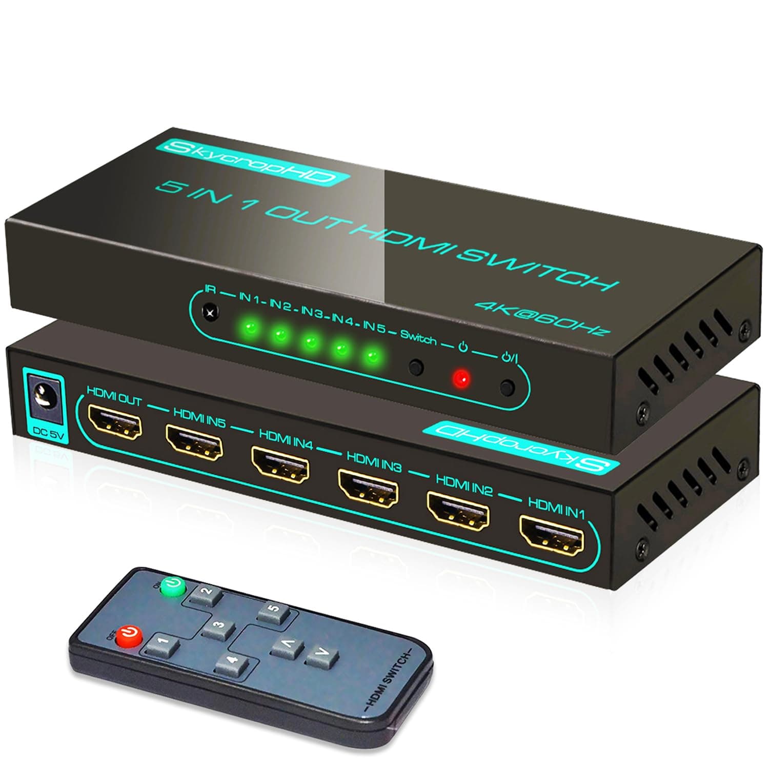 4K@60Hz 5x1 HDMI Switch