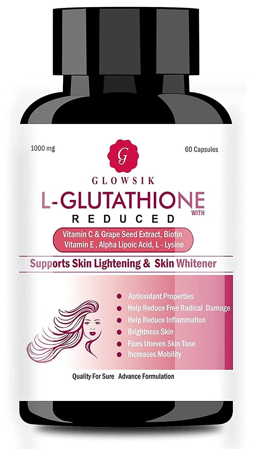 Astha L-Glutathion for Skin with Vitamin C and Grape Seed, 1000 mg - 60 Capsules by GLOWSIK