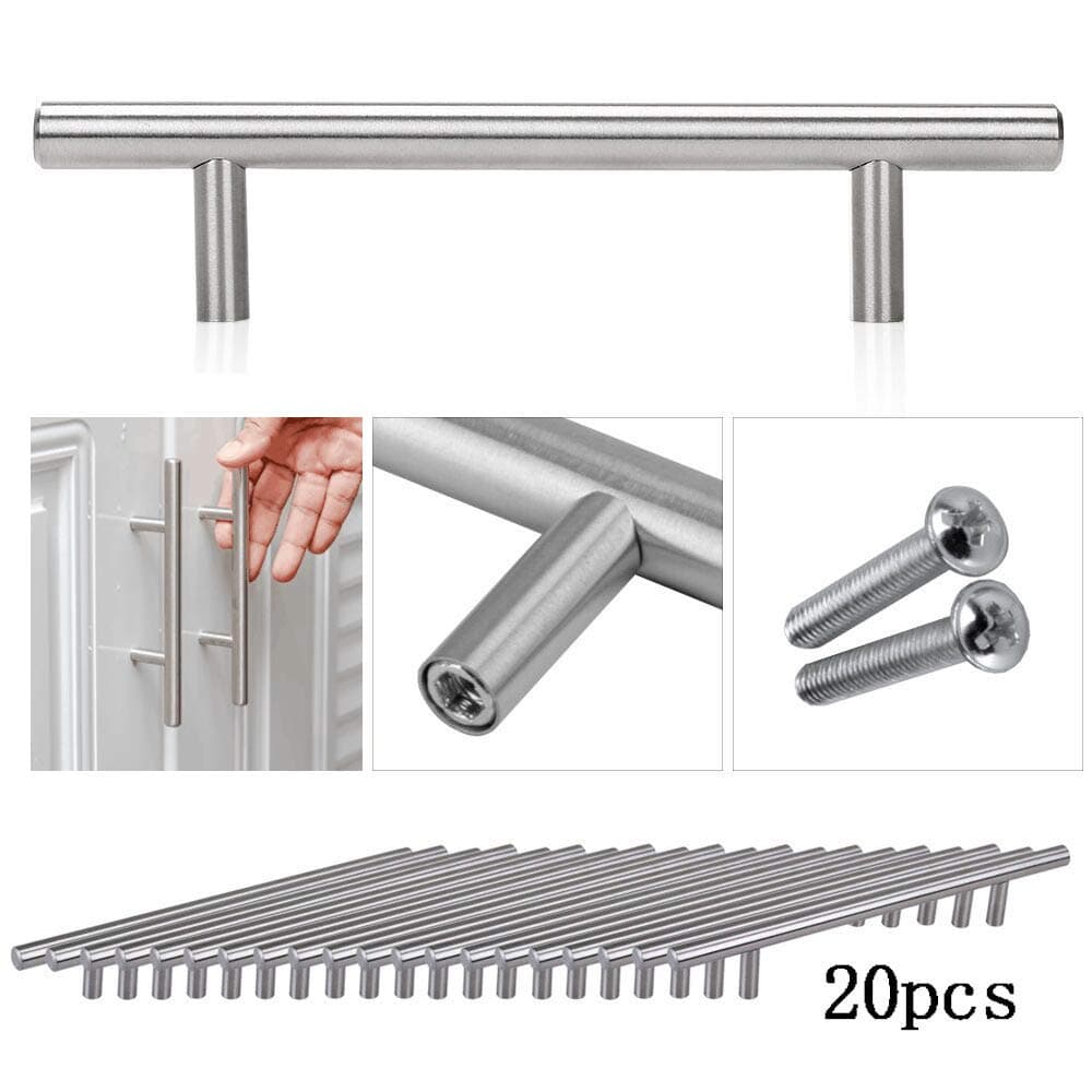 Drawer Pulls,Stainless Steel Silver Drawer Handles 3.78" Hole Center Bar/Kitchen Cabinet Drawer Dresser Handles (20 pcs)