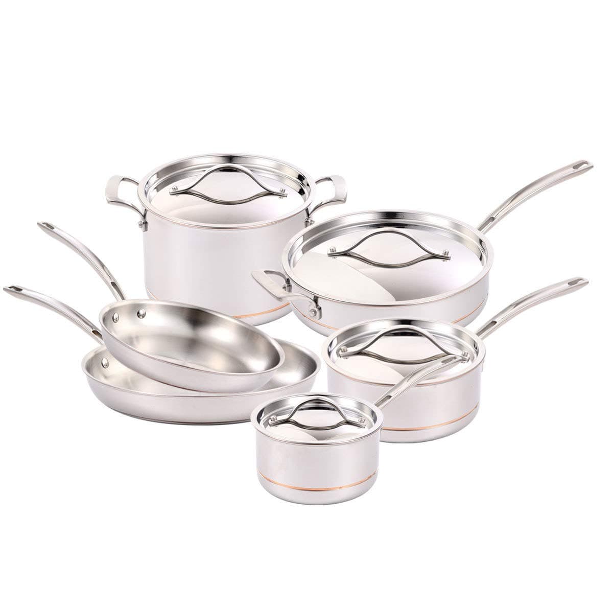 Kirkland Signature COS1119338 Cooking & Dining›Cookware Pot & Pan Sets, Stainless Steel